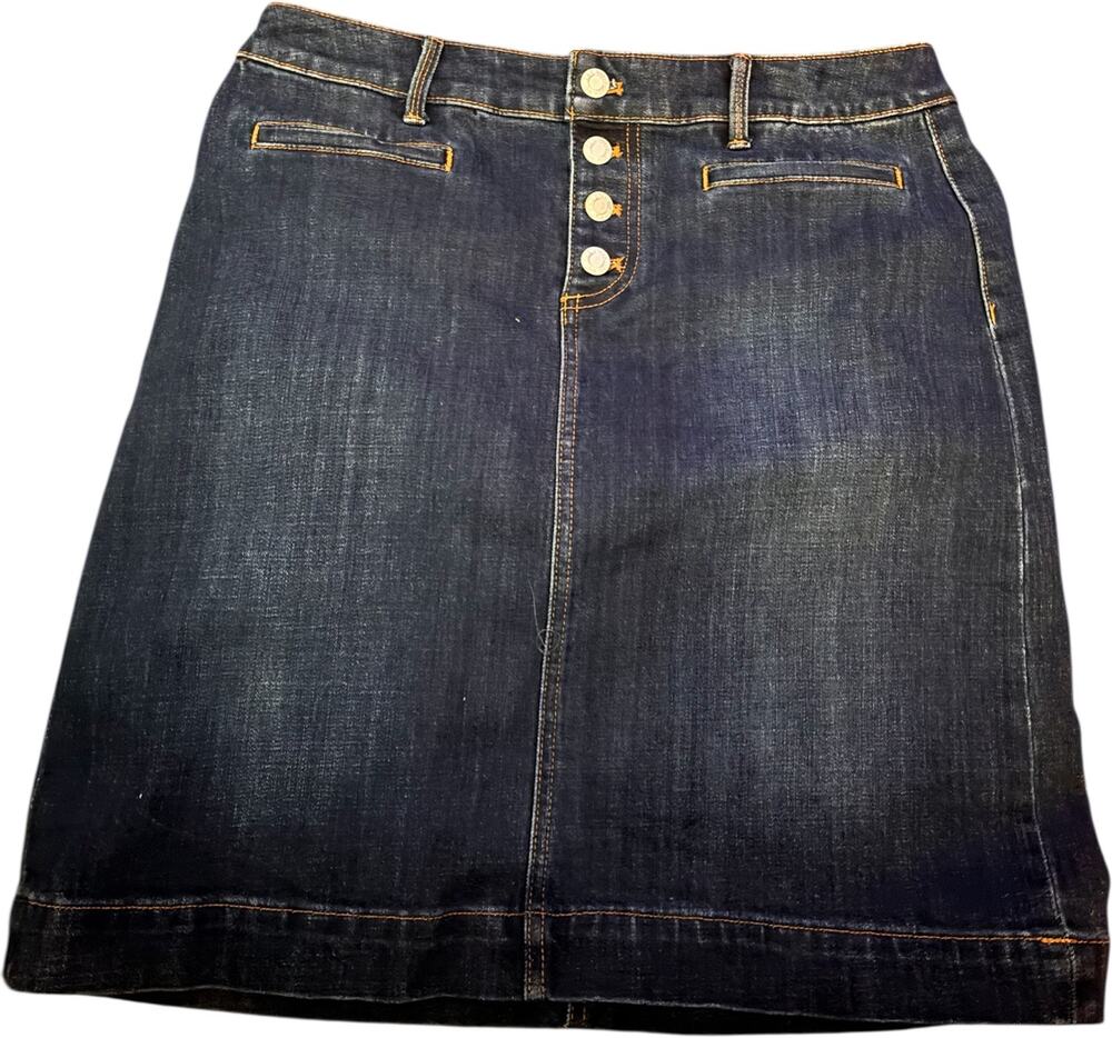 Talbots Dark Wash Denim Button Front Skirt, Women's Size 10